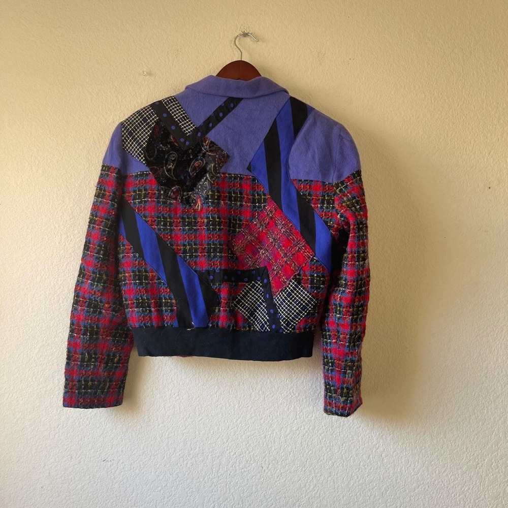 Vintage 80s 90s Patchwork Bomber Jacket Size Smal… - image 3